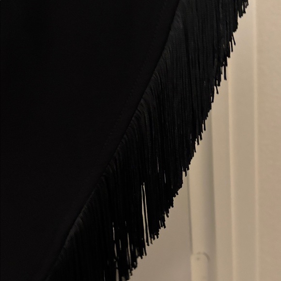 Trina Turk Eye Opener black fringe caftan dolman sleeve top SZ L party girl NWOT - Picture 10 of 12